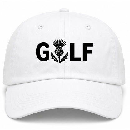 White Golf Scottish Thistle Flower Golf Dad Hat