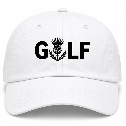 White Golf Scottish Thistle Flower Golf Dad Hat