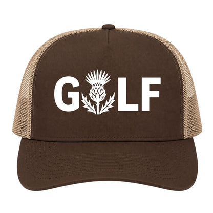 Brown Golf Scottish Thistle Flower Golf Trucker Hat