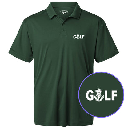 Green Golf Scottish Thistle Flower Men's Golf Polo Shirt