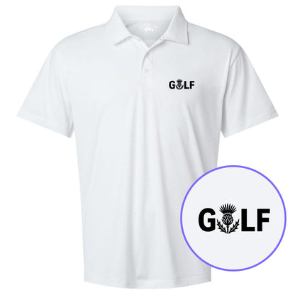 White Golf Scottish Thistle Flower Men's Golf Polo Shirt