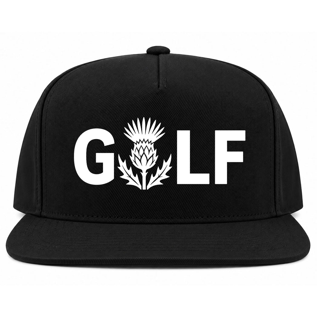 Black Golf Scottish Thistle Flower Golf Snapback Hat