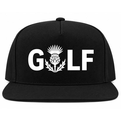 Black Golf Scottish Thistle Flower Golf Snapback Hat
