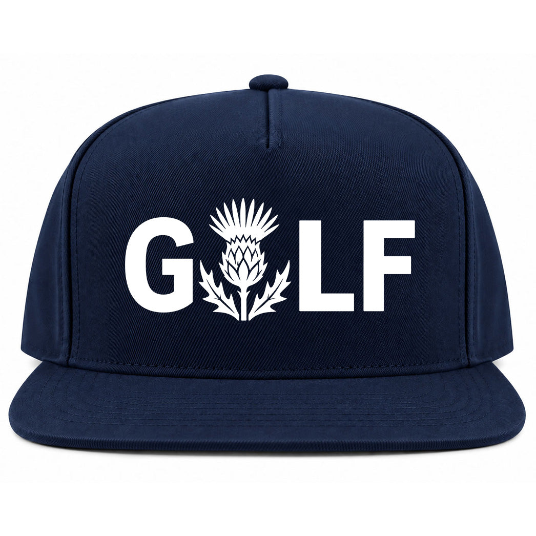 Navy Blue Golf Scottish Thistle Flower Golf Snapback Hat