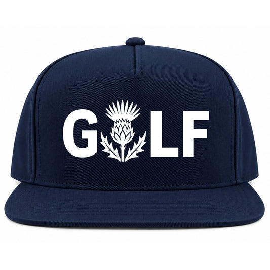 Navy Blue Golf Scottish Thistle Flower Golf Snapback Hat