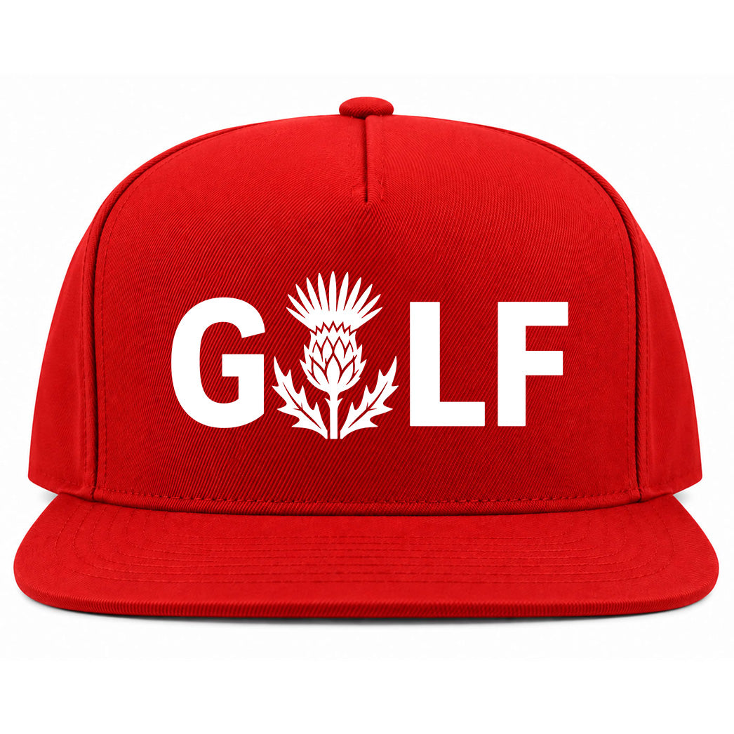 Red Golf Scottish Thistle Flower Golf Snapback Hat