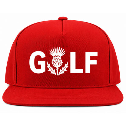 Red Golf Scottish Thistle Flower Golf Snapback Hat