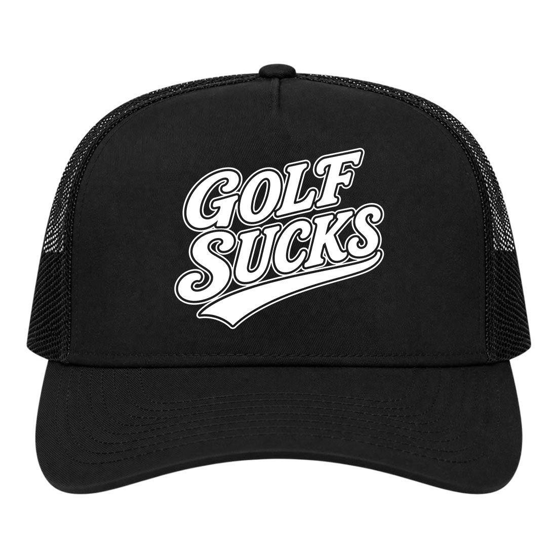 Black Golf Sucks Golf Trucker Hat