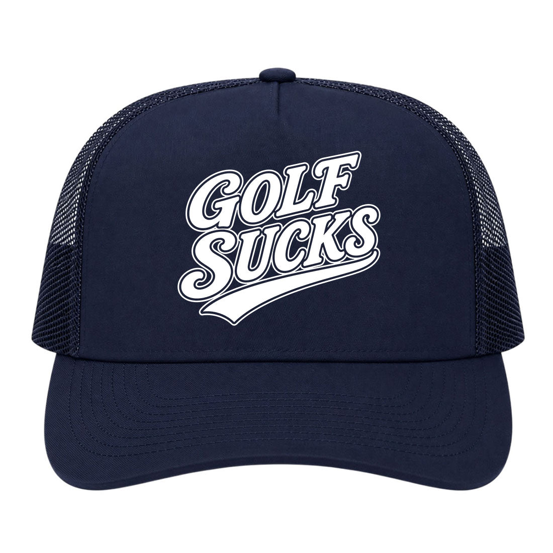 Navy Blue Golf Sucks Golf Trucker Hat