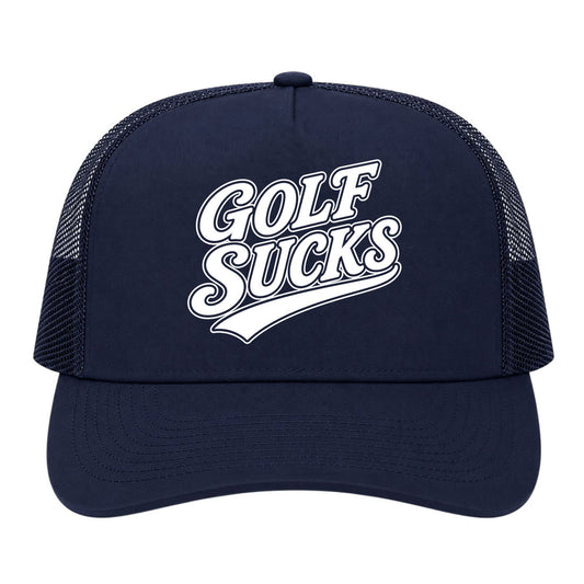 Navy Blue Golf Sucks Golf Trucker Hat