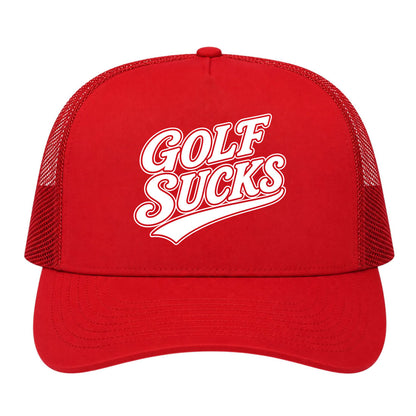 Red Golf Sucks Golf Trucker Hat