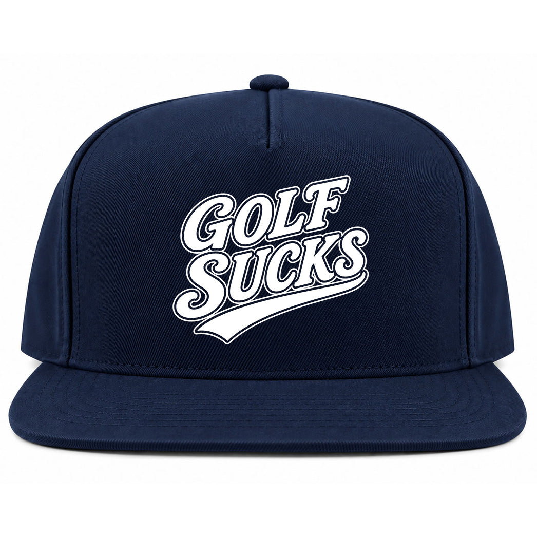 Navy Blue Golf Sucks Golf Snapback Hat