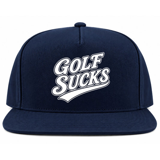 Navy Blue Golf Sucks Golf Snapback Hat