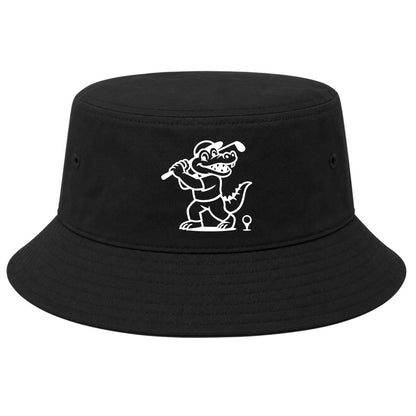 Black Happy Alligator Print Golf Bucket Hat
