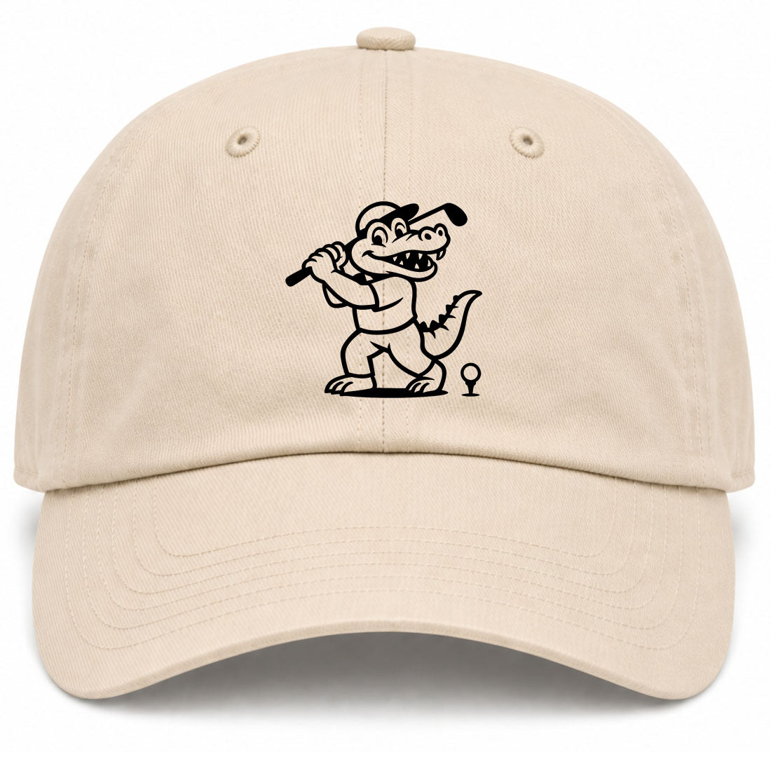 Beige Happy Alligator Print Golf Dad Hat