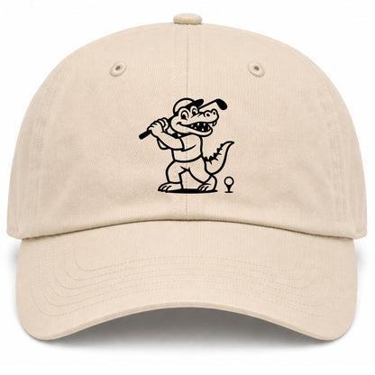 Beige Happy Alligator Print Golf Dad Hat