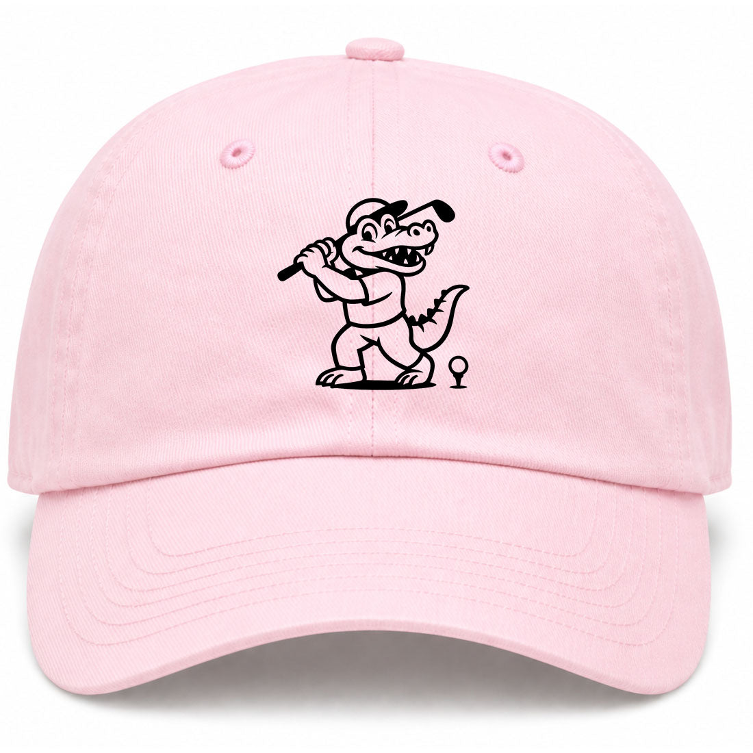 Pink Happy Alligator Print Golf Dad Hat