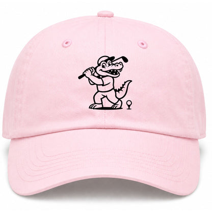 Pink Happy Alligator Print Golf Dad Hat