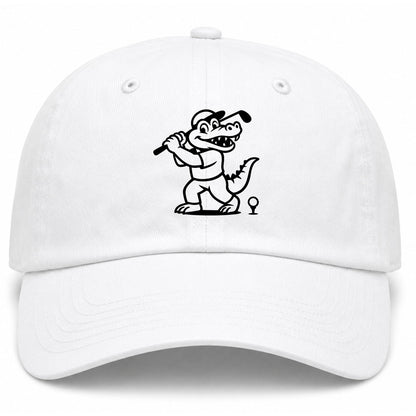 White Happy Alligator Print Golf Dad Hat