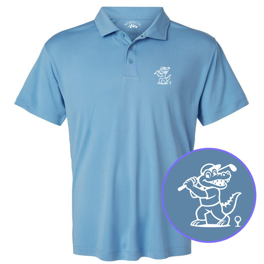 Carolina Blue Happy Alligator Print Men's Golf Polo Shirt