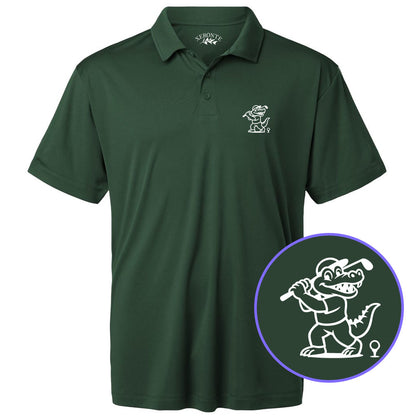 Green Happy Alligator Print Men's Golf Polo Shirt
