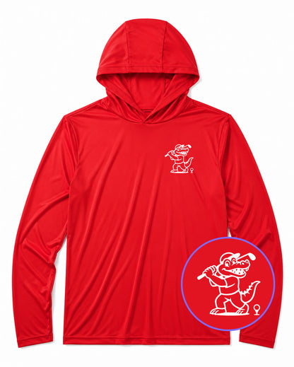 Red Happy Alligator Print Men's Lightweight Performance Golf Hoodie
