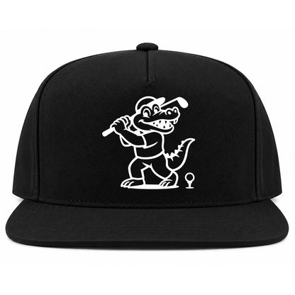 Black Happy Alligator Print Golf Snapback Hat