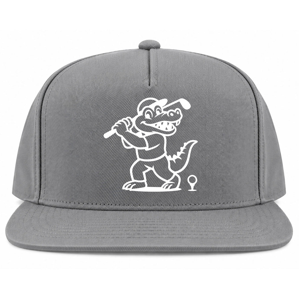 Grey Happy Alligator Print Golf Snapback Hat
