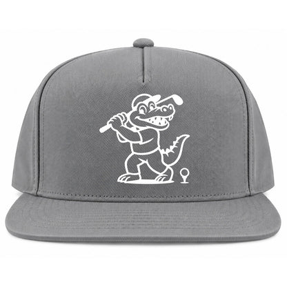 Grey Happy Alligator Print Golf Snapback Hat