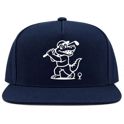 Navy Blue Happy Alligator Print Golf Snapback Hat