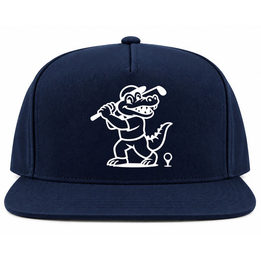 Navy Blue Happy Alligator Print Golf Snapback Hat