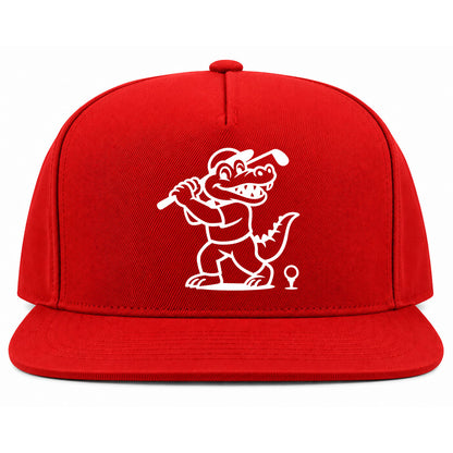 Red Happy Alligator Print Golf Snapback Hat