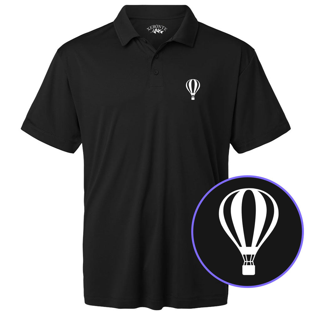 Black Hot Air Balloon Men's Golf Polo Shirt