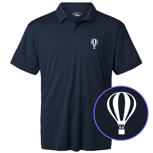 Navy Blue Hot Air Balloon Men's Golf Polo Shirt