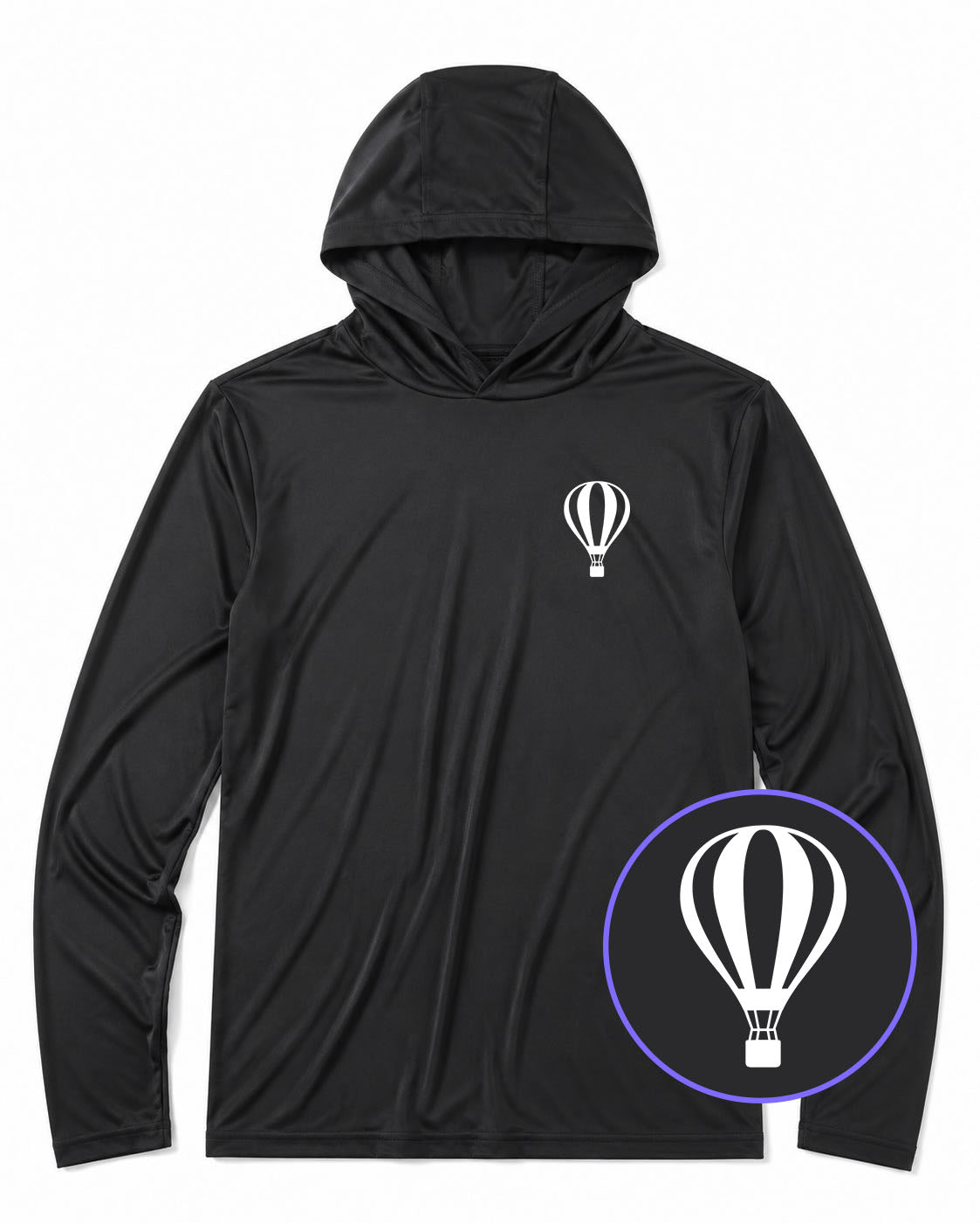 Black Hot Air Balloon Men's Lightweight Performance Golf Hoodie