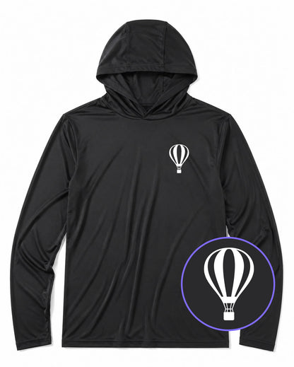 Black Hot Air Balloon Men's Lightweight Performance Golf Hoodie