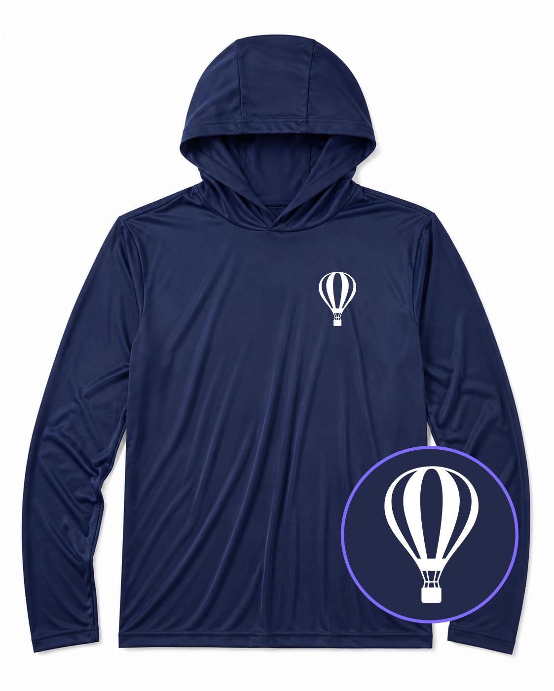 Navy Blue Hot Air Balloon Men's Lightweight Performance Golf Hoodie