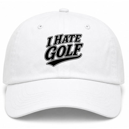 White I Hate Golf Dad Hat