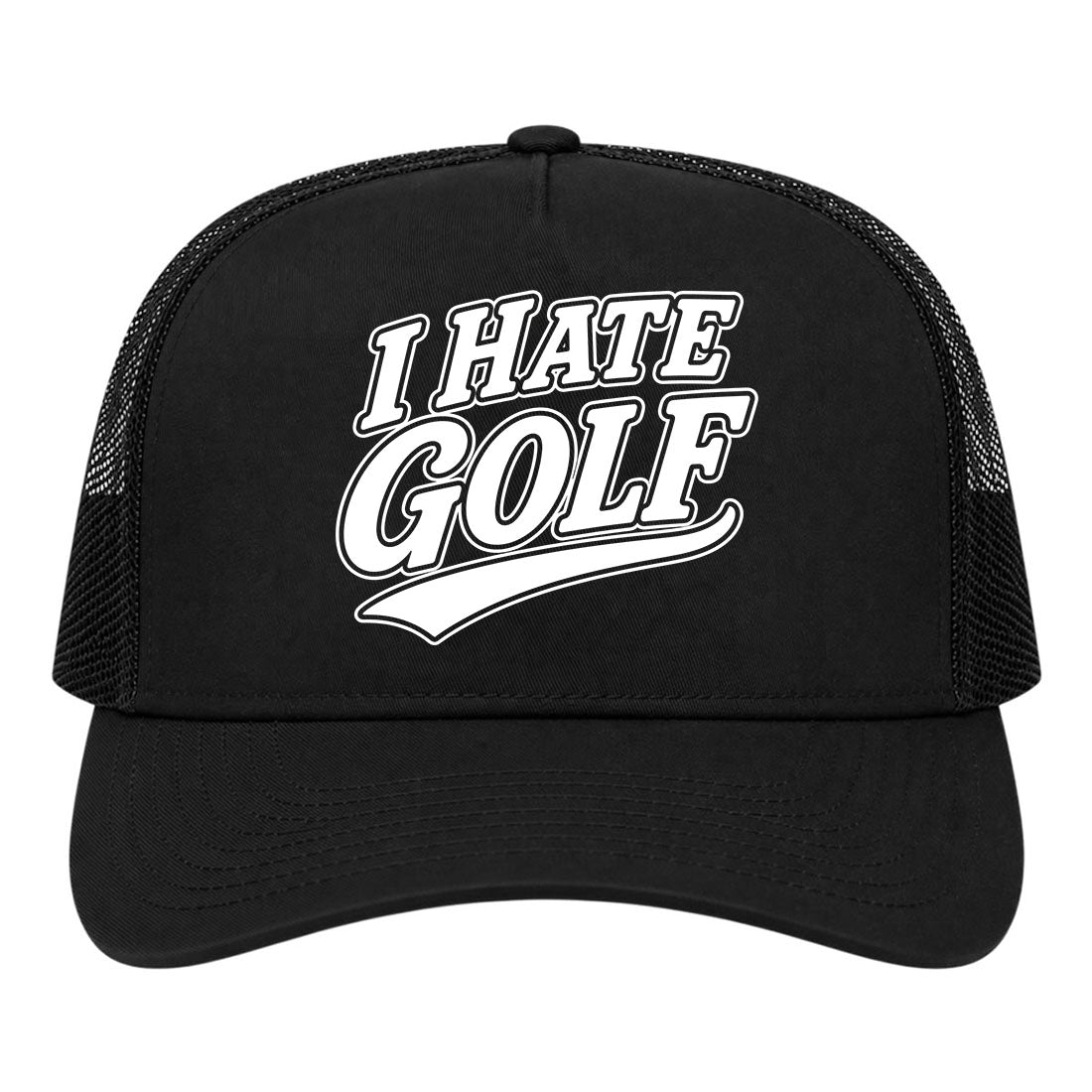 Black I Hate Golf Trucker Hat
