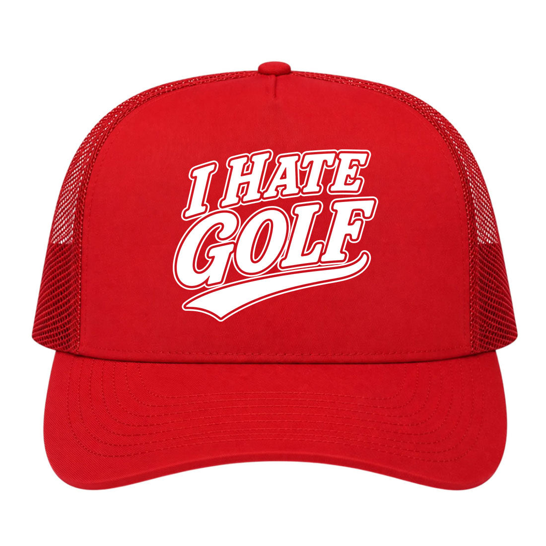 Red I Hate Golf Trucker Hat