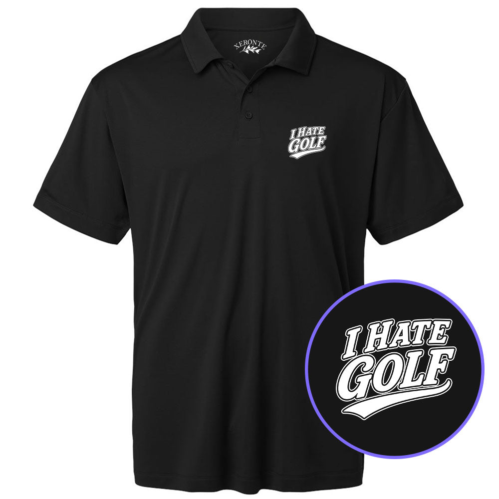 Black I Hate Golf Men's Golf Polo Shirt