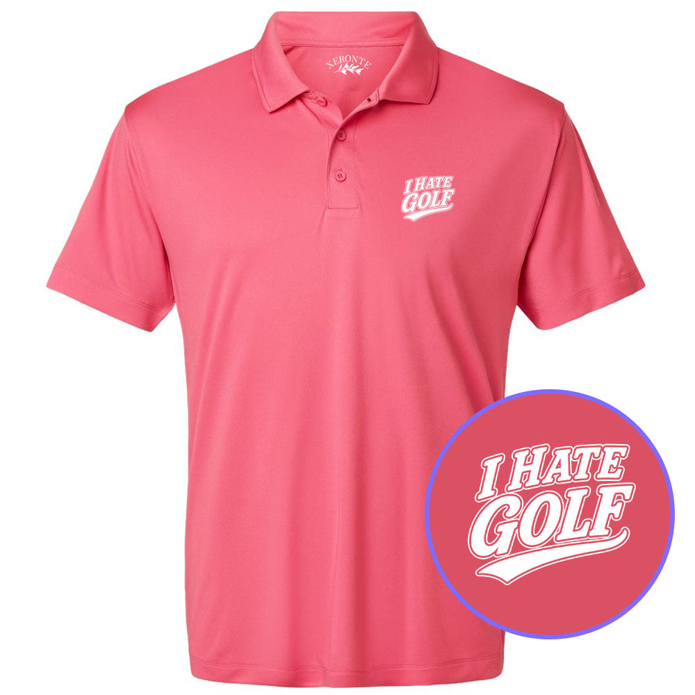 Pink I Hate Golf Men's Golf Polo Shirt