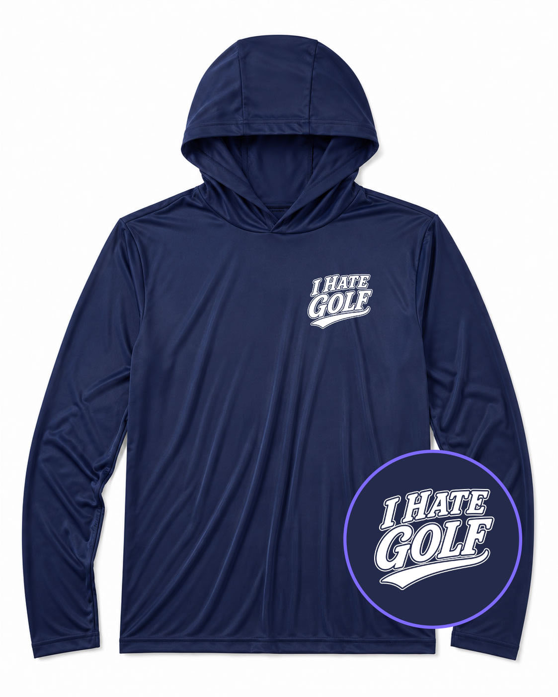 Navy Blue I Hate Golf Men's Lightweight Performance Golf Hoodie