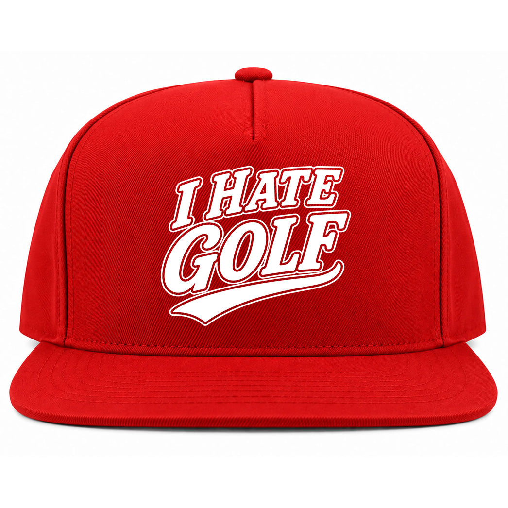 Red I Hate Golf Snapback Hat