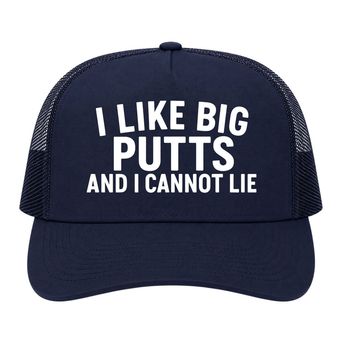 Navy Blue I Like Big Putts And I Cannot Lie Golf Trucker Hat