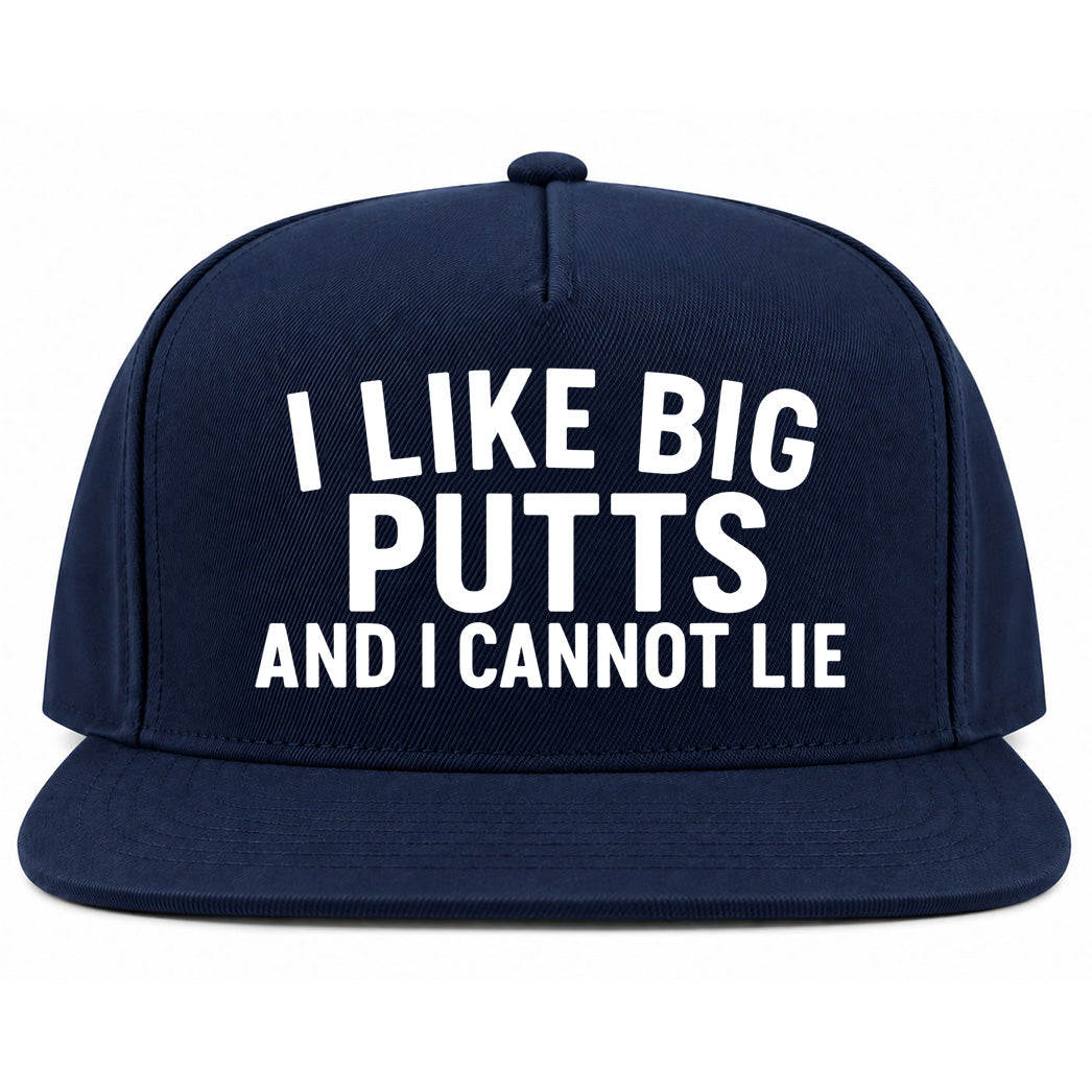 Navy Blue I Like Big Putts And I Cannot Lie Golf Snapback Hat