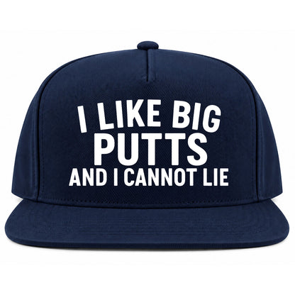 Navy Blue I Like Big Putts And I Cannot Lie Golf Snapback Hat
