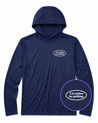 Navy Blue Id Rather Be Golfing Funny Men's Lightweight Performance Golf Hoodie