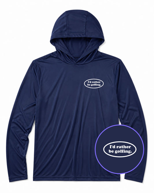 Navy Blue Id Rather Be Golfing Funny Men's Lightweight Performance Golf Hoodie