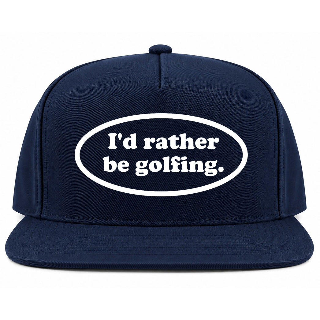 Navy Blue Id Rather Be Golfing Funny Golf Snapback Hat